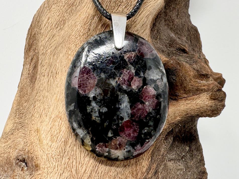 Garnet in Black Tourmaline Pendants For Sale