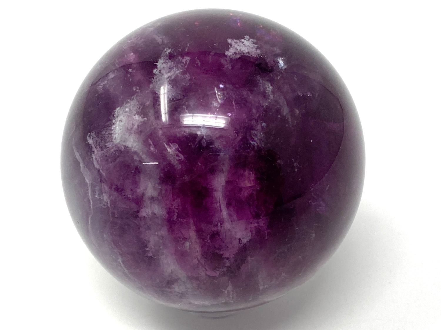 Polished Purple Fluorite Crystal Sphere: Purple Round Crystal Ball