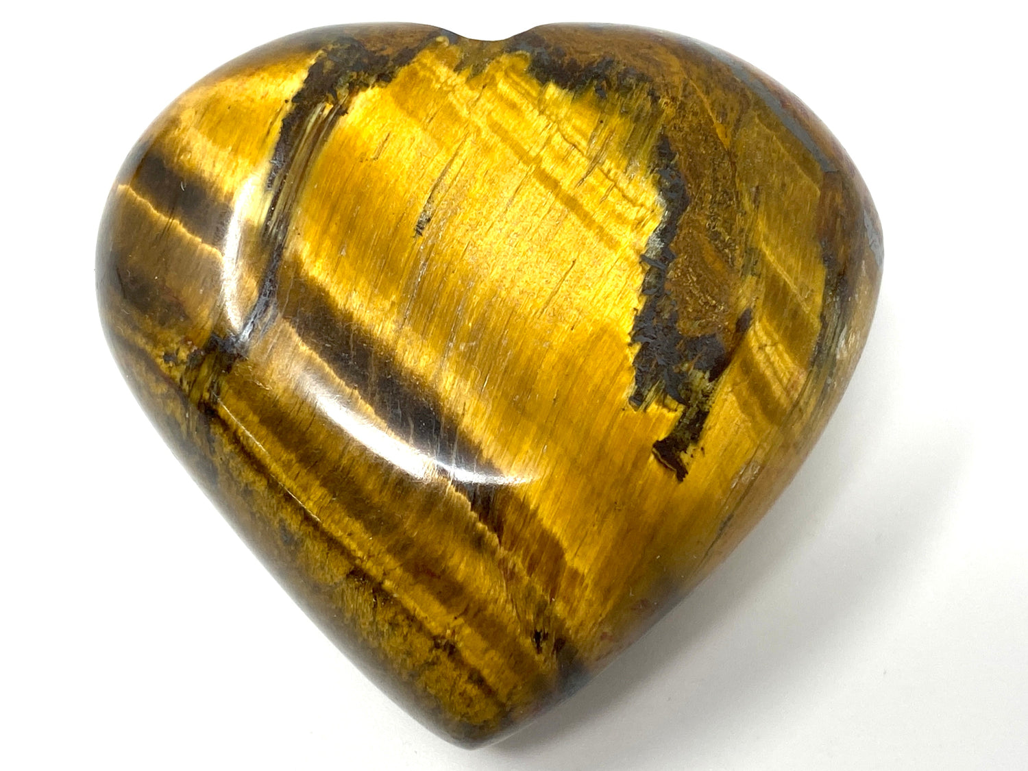 Flashy Gold Tiger's Eye Crystal Heart Shape With Chatoyant Cat's Eye Effect And Gold Stripes