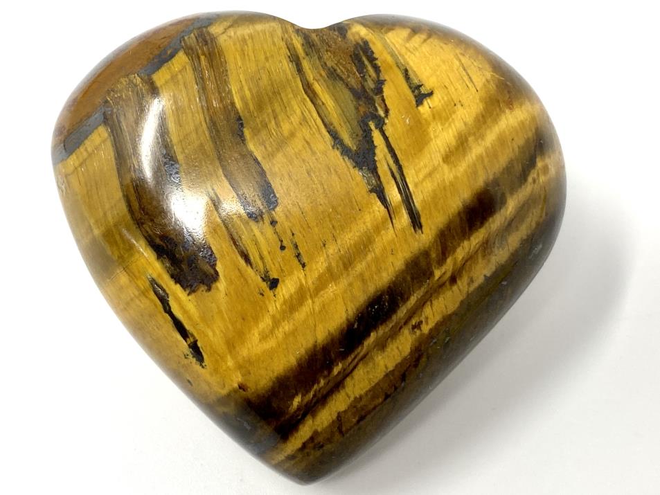 Flashy Gold Tiger's Eye Crystal Heart Shape With Chatoyant Cat's Eye Effect And Gold Stripes