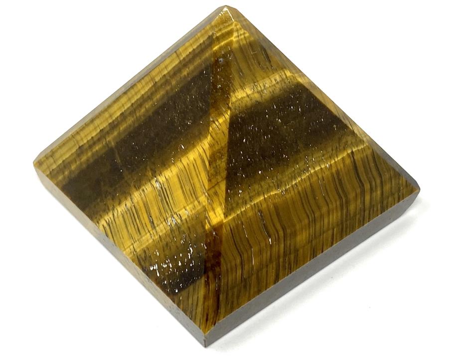 Flashy Gold Tiger's Eye Crystal Pyramid With Chatoyant Cat's Eye Effect And Gold Stripes