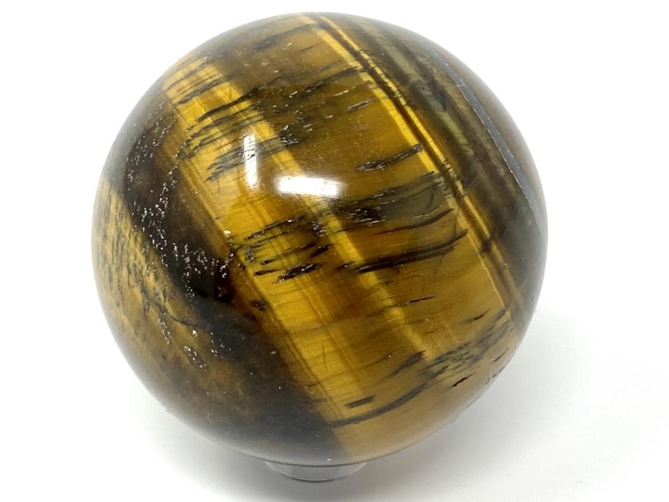 Flashy Gold Tiger's Eye Crystal Sphere With Chatoyant Cat's Eye Effect And Gold Stripes