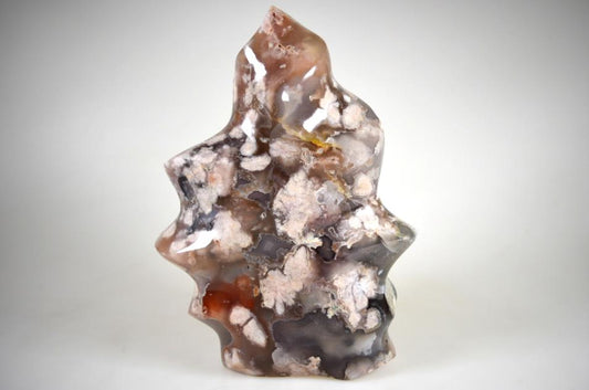 Cherry Blossom Agate Crystal Flame Shape Large 19.1cm