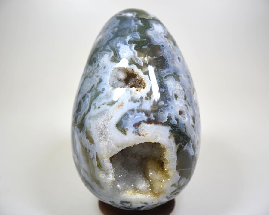 Druzy Moss Agate Crystal Egg Large 14.7cm