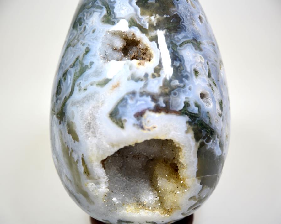 Druzy Moss Agate Crystal Egg Large 14.7cm