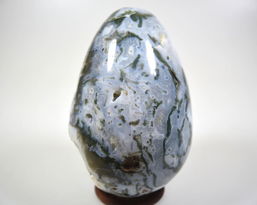 Druzy Moss Agate Crystal Egg Large 14.7cm