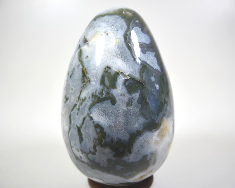 Druzy Moss Agate Crystal Egg Large 14.7cm