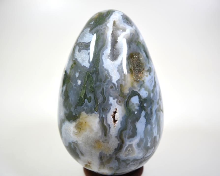 Druzy Moss Agate Crystal Egg Large 14.7cm