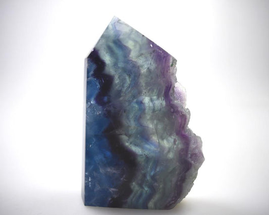 Rainbow Fluorite Crystal Wave Point 12cm