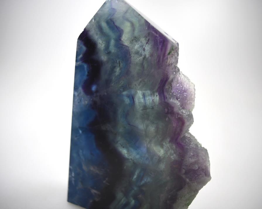 Rainbow Fluorite Crystal Wave Point 12cm