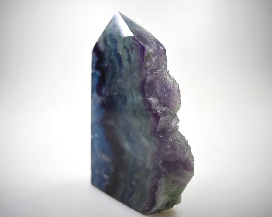 Rainbow Fluorite Crystal Wave Point 12cm