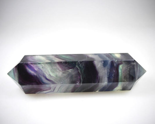 Rainbow Fluorite Double Terminated Crystal Point Large 14.6cm