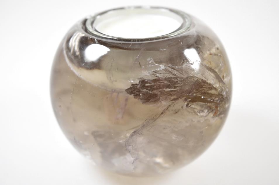 Smoky Quartz Tea Light Candle Holder 8.4cm