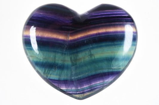 Rainbow Fluorite Crystal Heart Large 8.6cm