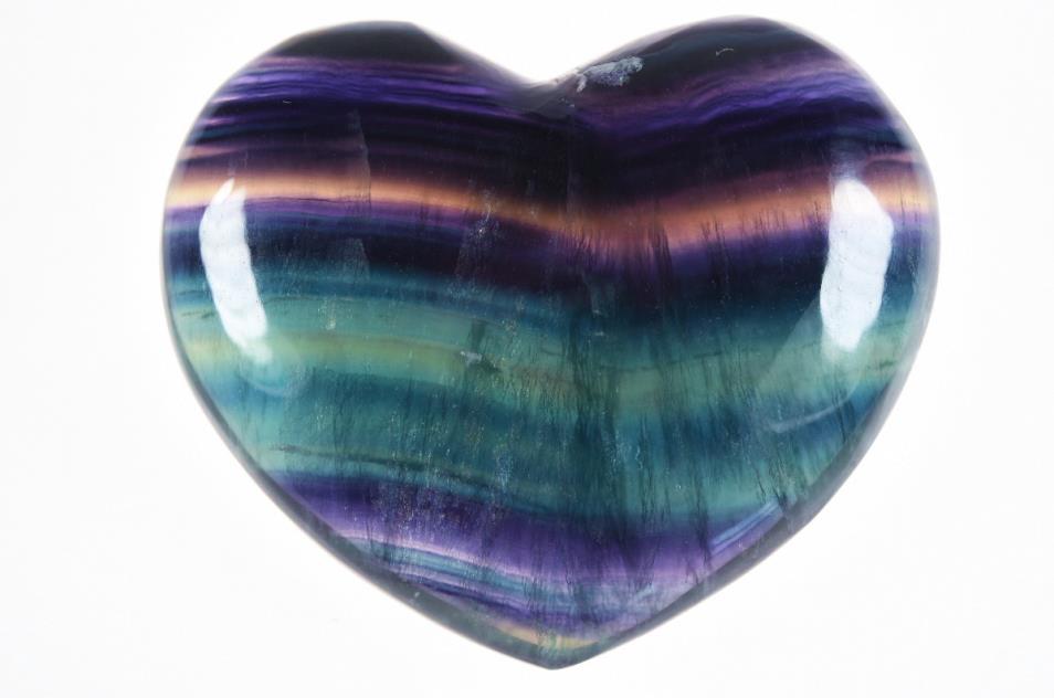 Rainbow Fluorite Crystal Heart Large 8.6cm