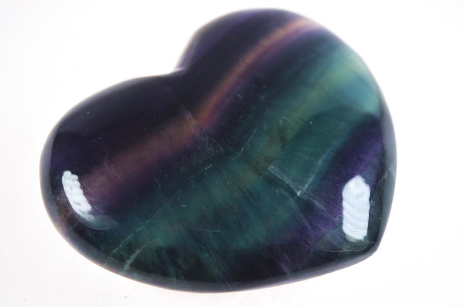 Rainbow Fluorite Crystal Heart Large 8.6cm