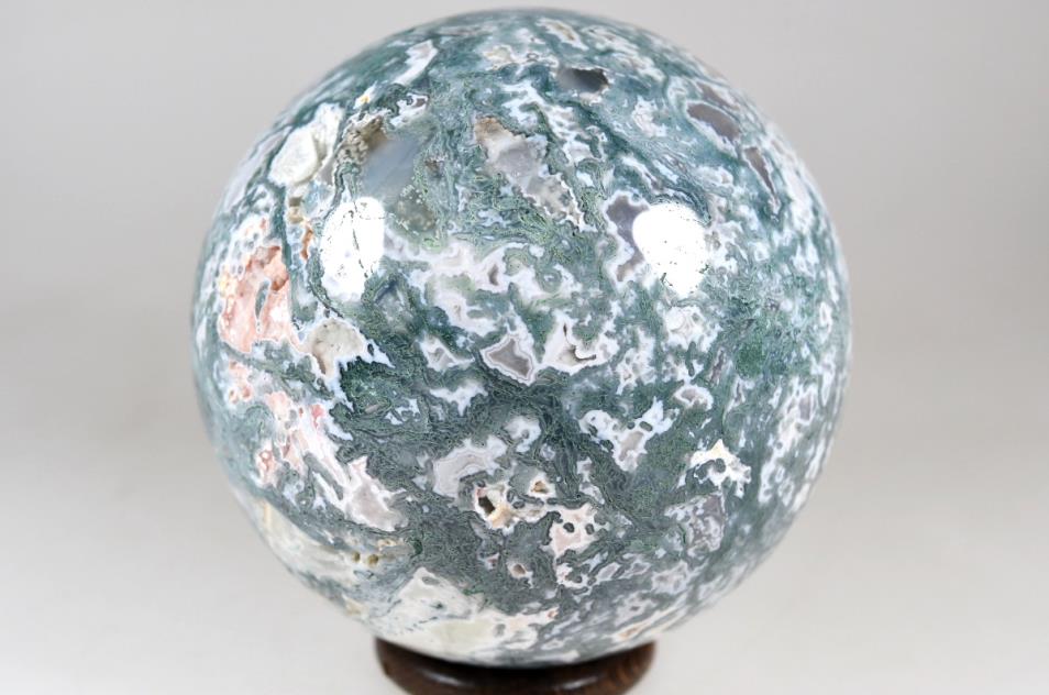 Druzy Moss Agate Crystal Sphere Large 9.8cm