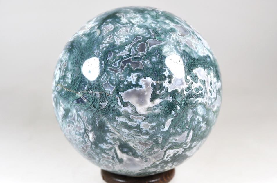 Druzy Moss Agate Crystal Sphere Large 9.8cm