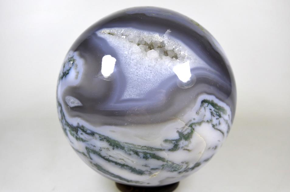 Druzy Moss Agate Crystal Sphere Large 11.8cm