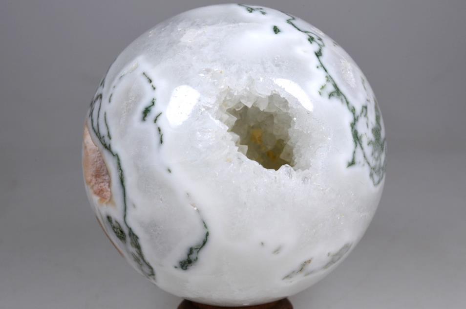 Druzy Moss Agate Crystal Sphere Large 8.4cm