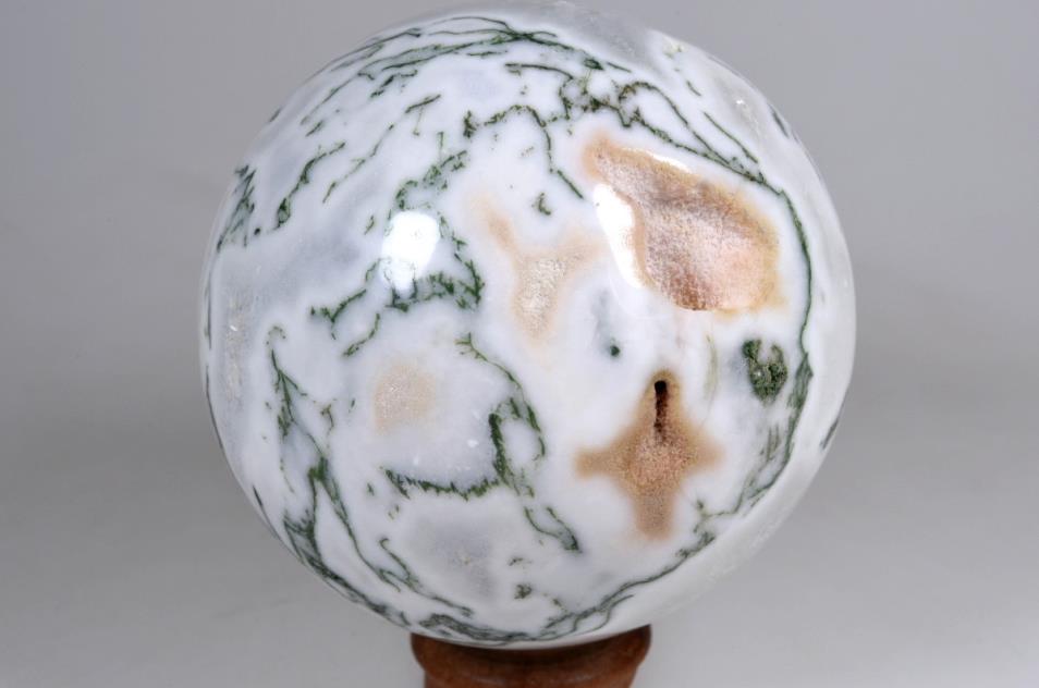 Druzy Moss Agate Crystal Sphere Large 8.4cm