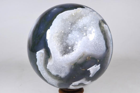 Druzy Moss Agate Crystal Sphere Large 11.2cm