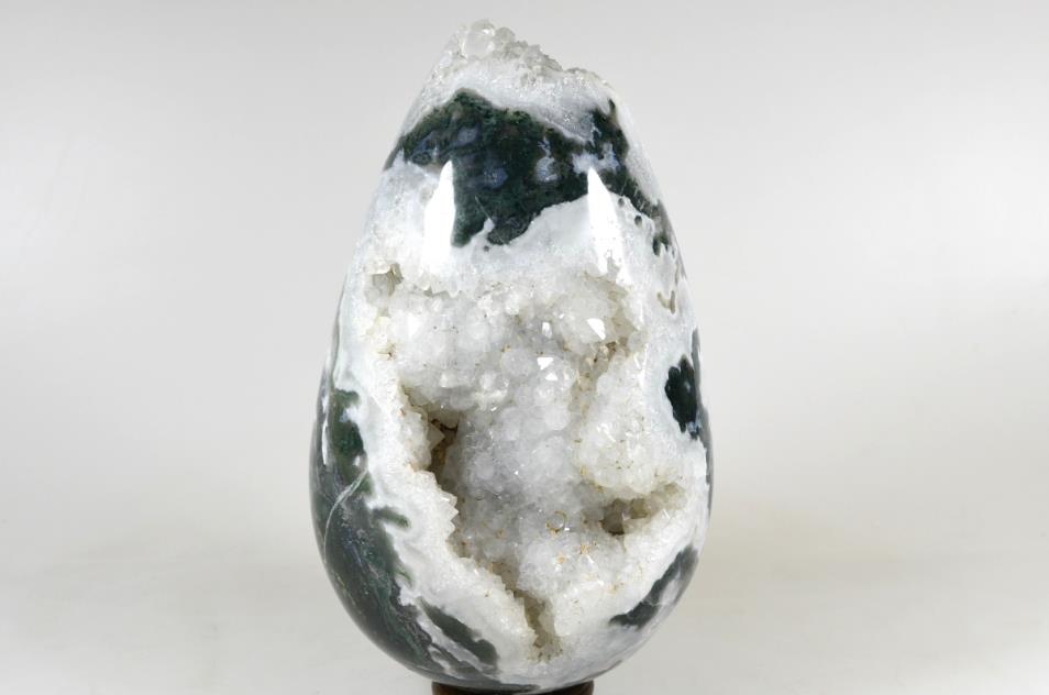 Druzy Moss Agate Crystal Egg Large 18.5cm