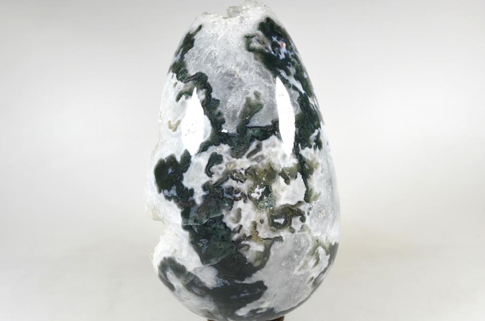 Druzy Moss Agate Crystal Egg Large 18.5cm