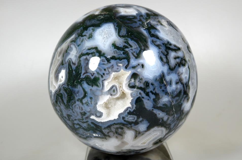 Mounted Druzy Moss Agate Crystal Sphere Large 15.2cm