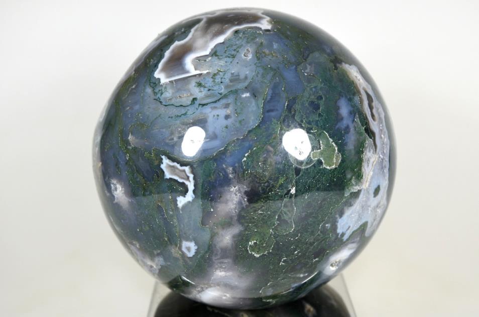 Mounted Druzy Moss Agate Crystal Sphere Large 12.5cm