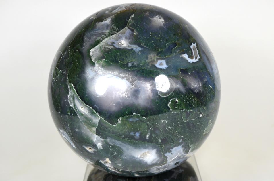 Mounted Druzy Moss Agate Crystal Sphere Large 12.5cm