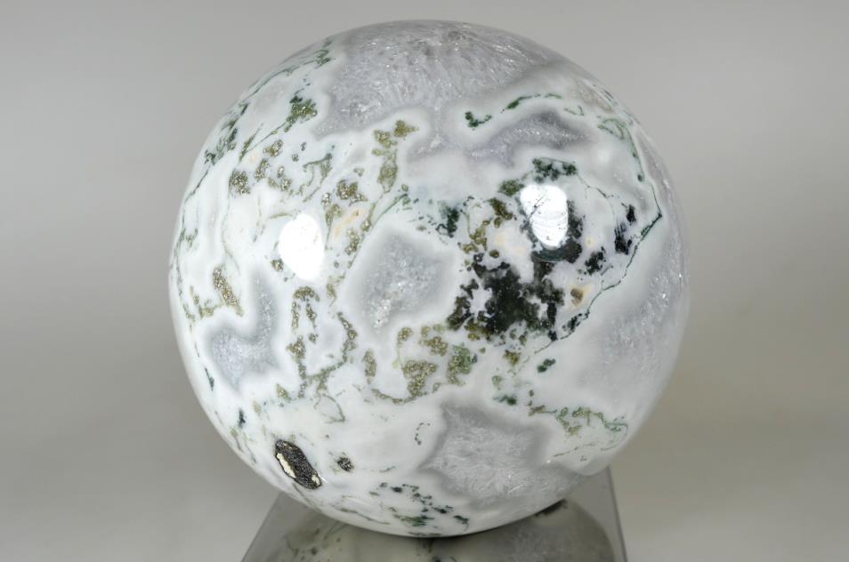 Mounted Druzy Moss Agate Crystal Sphere Large 12.4cm