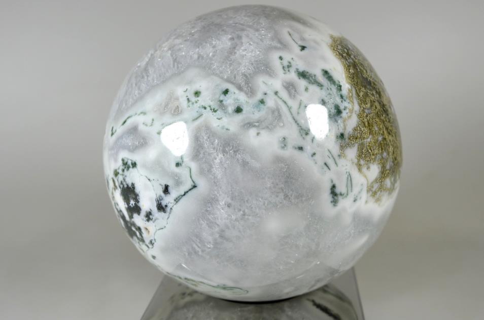 Mounted Druzy Moss Agate Crystal Sphere Large 12.4cm