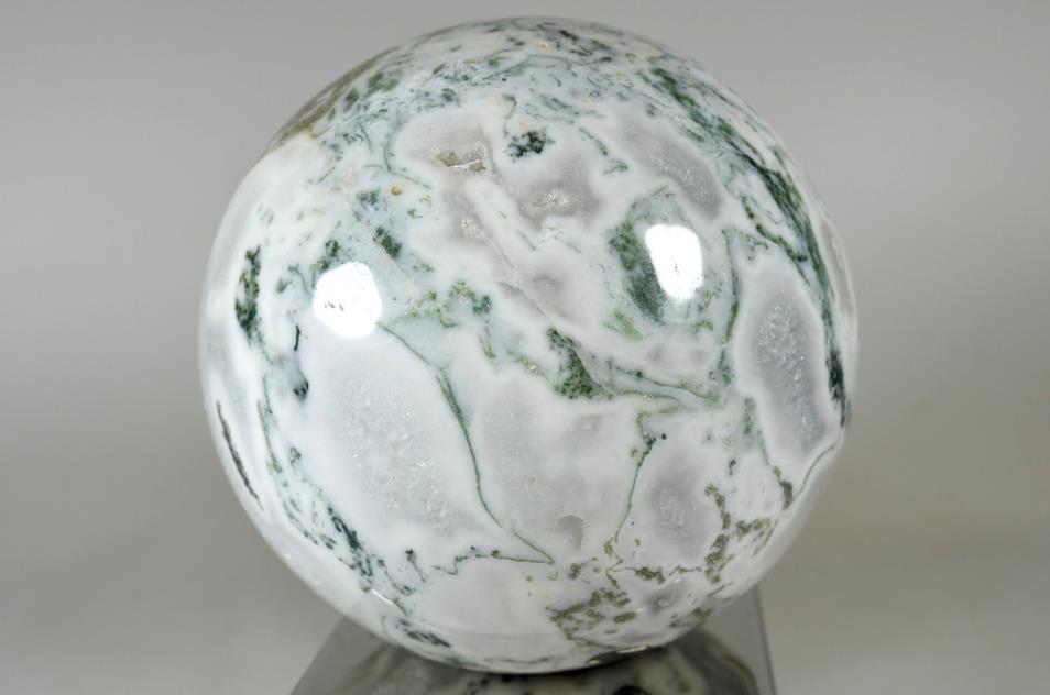 Mounted Druzy Moss Agate Crystal Sphere Large 12.4cm