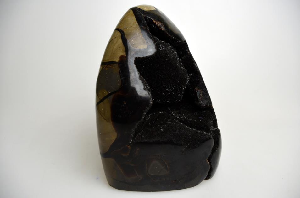 Druzy Black Septarian Crystal Geode Freeform Large 15.1cm