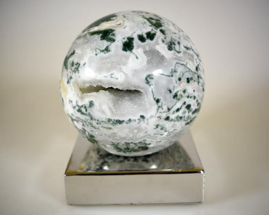 Druzy Moss Agate Crystal Sphere Large 11.5cm