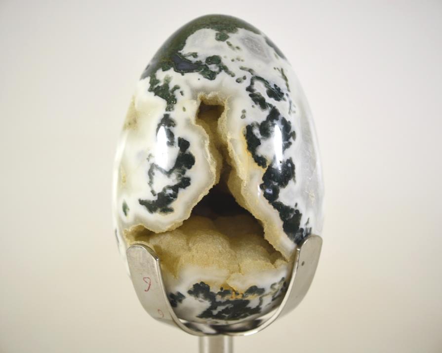 Mounted Druzy Moss Agate Crystal Egg Large 20.5cm