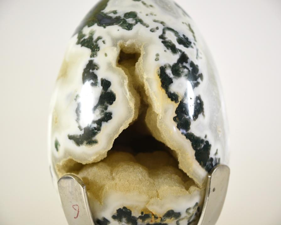 Mounted Druzy Moss Agate Crystal Egg Large 20.5cm