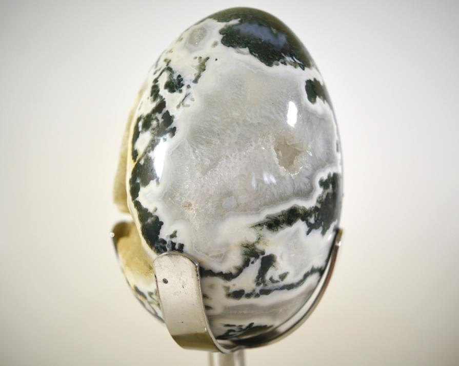 Mounted Druzy Moss Agate Crystal Egg Large 20.5cm