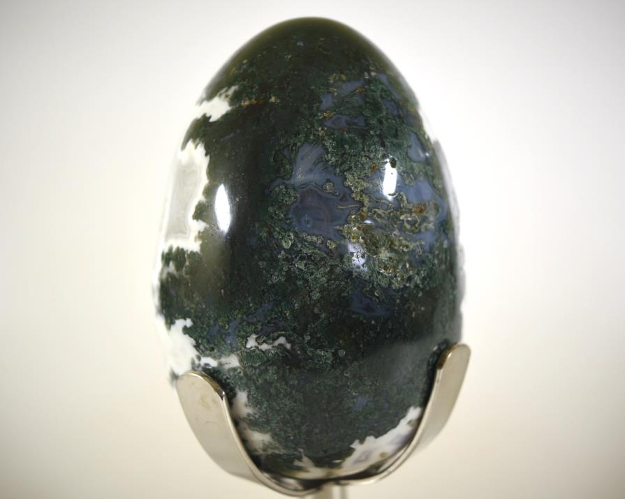 Mounted Druzy Moss Agate Crystal Egg Large 20.5cm