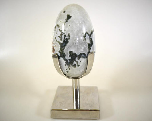 Mounted Moss Agate Crystal Egg Large 22cm