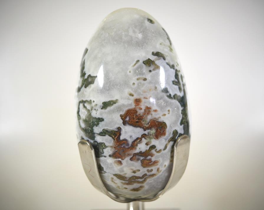 Mounted Moss Agate Crystal Egg Large 22cm