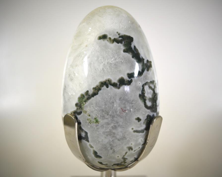 Mounted Moss Agate Crystal Egg Large 22cm