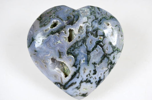 Druzy Moss Agate Crystal Heart 6.8cm