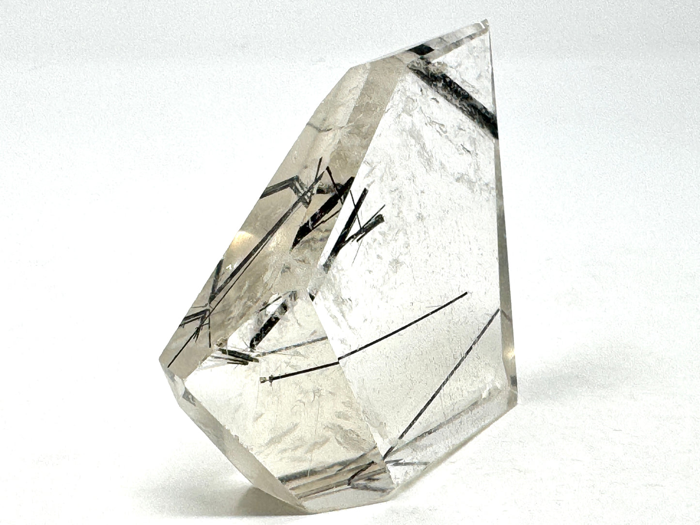 Quartz with Tourmaline Crystal Faceted 6.4cm