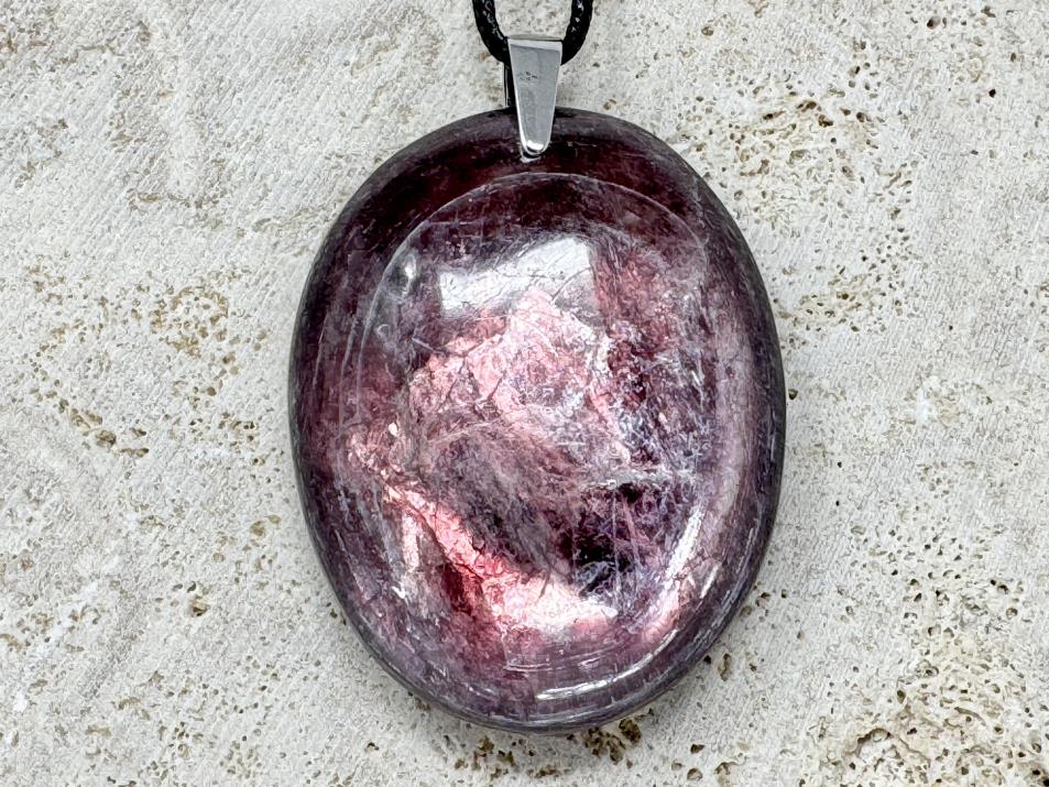 Gem Lepidolite Pendant Oval Large 5cm