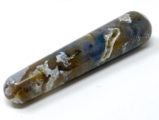 Druzy Moss Agate Crystal Massage Wand 11.5cm