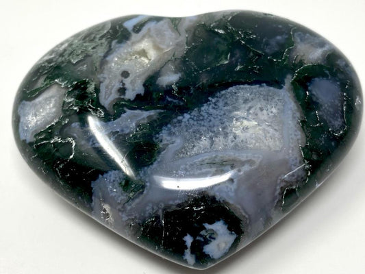 Moss Agate Crystal Heart 7.8cm