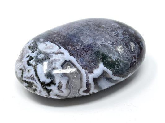 Druzy Moss Agate Crystal Pebble 7cm