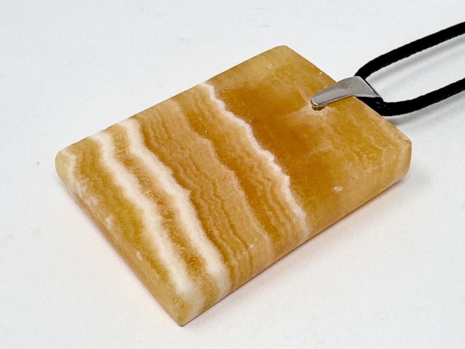 Banded Orange Calcite Pendant Ingot 3.9cm